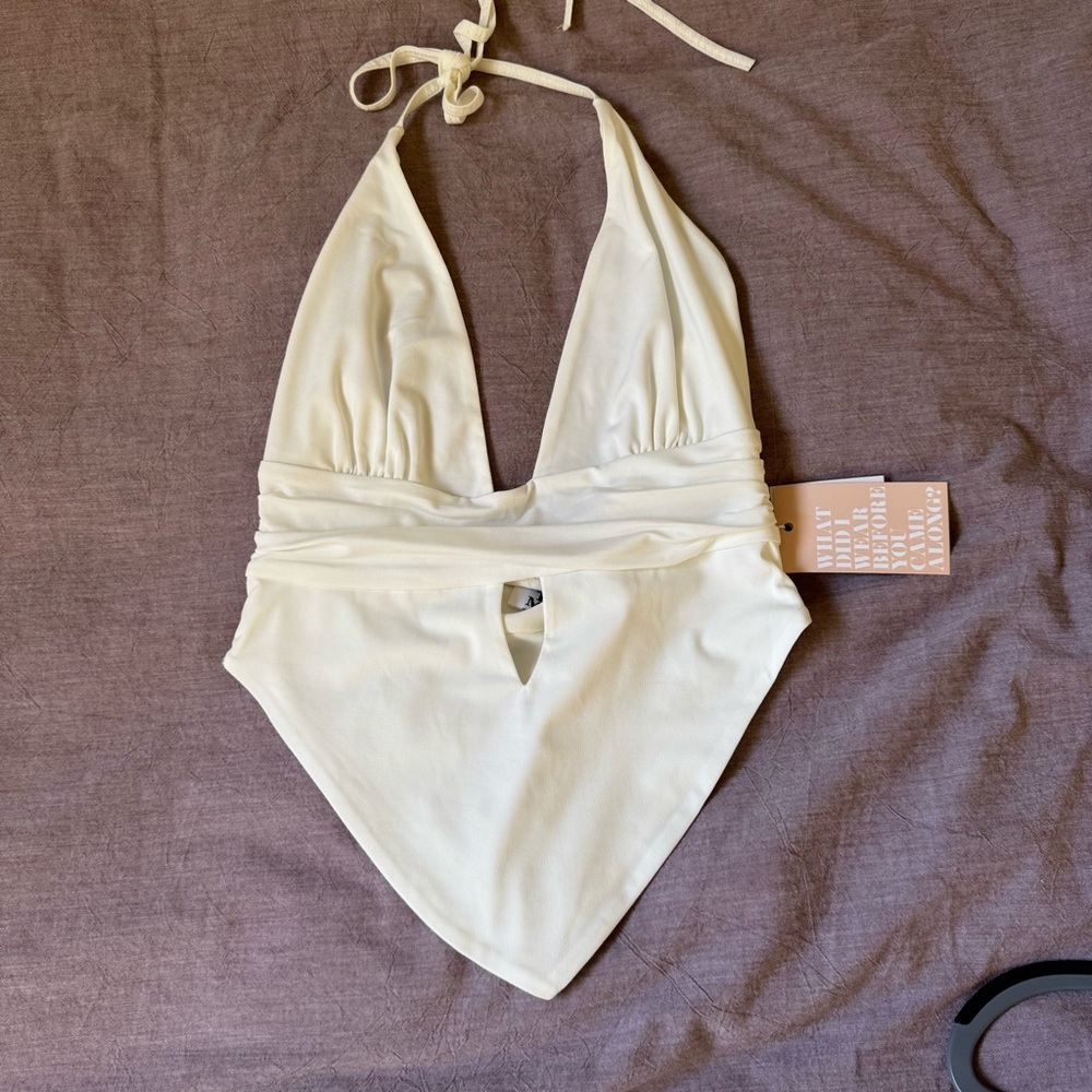 Tiger Mist White Halter Top NWT